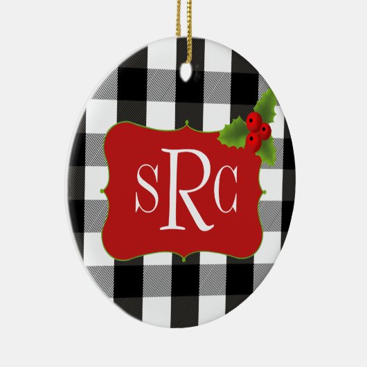 Schwarzweiss-Holzfäller-kariertes Keramikornament (Rechts)