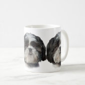 Schwarzweiss-Hund Shih Tzu Kaffeetasse (VorderseiteRechts)