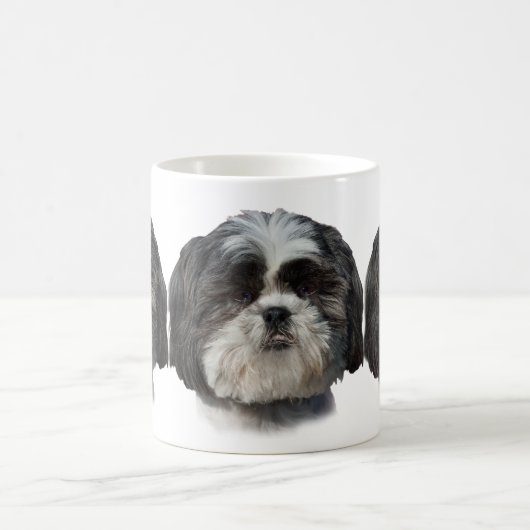 Schwarzweiss-Hund Shih Tzu Kaffeetasse (Mittel)