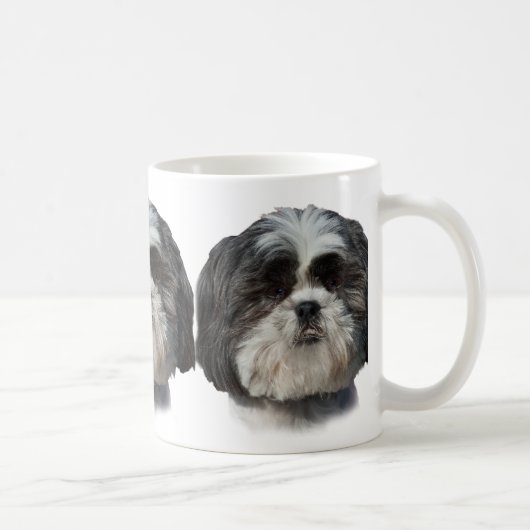 Schwarzweiss-Hund Shih Tzu Kaffeetasse (Rechts)