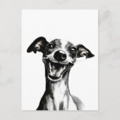 Schwarzweiß-Iggy | Niedlicher Italienischer Windhu Postkarte (Vorderseite)