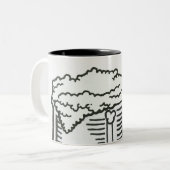 Schwarzweiss-Illustration von Guinneß herein Zweifarbige Tasse (Vorderseite Links)