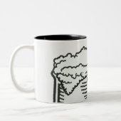 Schwarzweiss-Illustration von Guinneß herein Zweifarbige Tasse (Links)