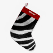 Schwarzweiss-Imitatpelzstreifen Zebra-Druck Kleiner Weihnachtsstrumpf (Vorderansicht (hängend))