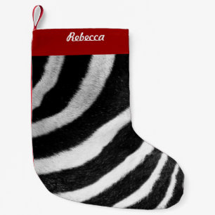 Schwarzweiss-Imitatpelzstreifen Zebra-Druck Kleiner Weihnachtsstrumpf