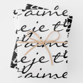 Schwarzweiß je t’aime I Liebe Sie auf Französisch Geschenkpapier Set (Beispiel)