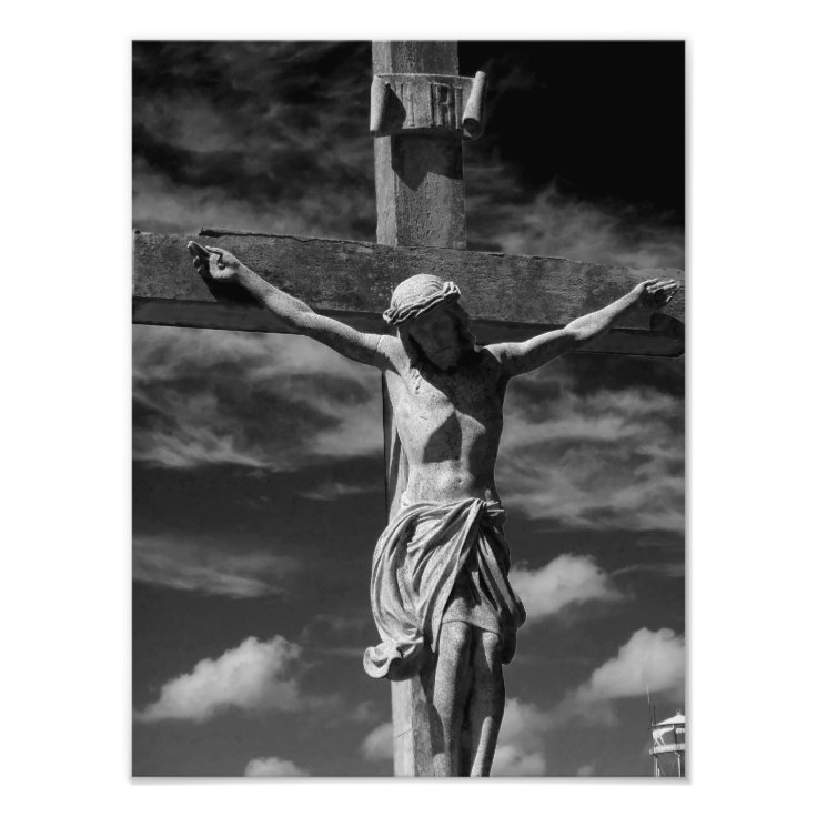 Schwarzweiss Jesus Auf Einem Kreuz Fotodruck Zazzle De