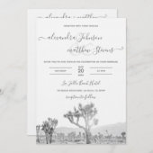 Schwarzweiß-Joshua Tree Hochzeitseinladung Einladung (Vorne/Hinten)