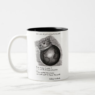 Schwarzweiss-Kaffee-Tasse mit Zitat und Kunst Zweifarbige Tasse
