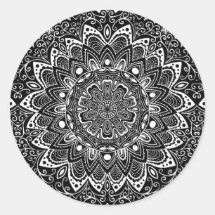 Schwarzweiß-Kaleidoskop Runder Aufkleber
