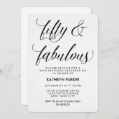 Schwarzweiss-Kalligraphie-50. Geburtstags-Party Einladung (Vorne/Hinten)