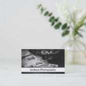 Schwarzweiss-Kamera-Fotografie-Visitenkarte Visitenkarte (Stehend Vorderseite)