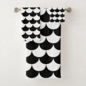 Schwarzweiss-Kamm-Muschel Badhandtuch Set (Insitu)