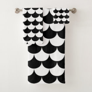 Schwarzweiss-Kamm-Muschel Badhandtuch Set