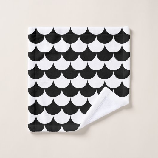 Schwarzweiss-Kamm-Muschel Badhandtuch Set (Waschlappen)
