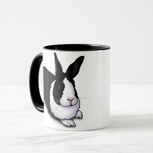 Schwarzweiss-Kaninchen Tasse (Vorderseite Links)