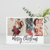 Schwarzweiß Kariert 3 FotoCollage Weihnachten (Stehend Vorderseite)