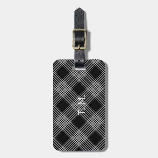 Schwarzweiß kariert gepäckanhänger (Vorderseite vertikal)