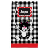 Schwarzweiß Kariert - Katze Kleine Geschenktüte (Vorderseite)