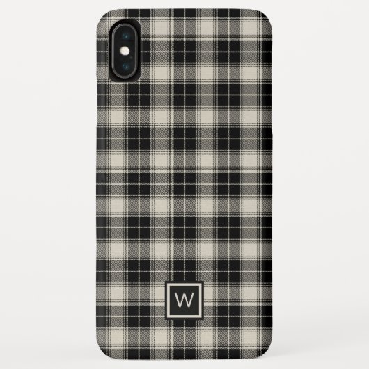 Schwarzweiß Kariert mit Monogramm Case-Mate iPhone Hülle (Rückseite)