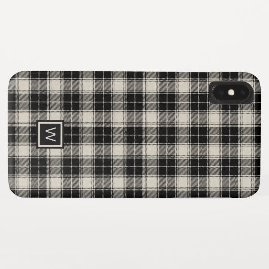 Schwarzweiß Kariert mit Monogramm Case-Mate iPhone Hülle (Rückseite (Horizontal))