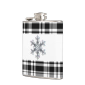 Schwarzweiß kariert - Schneeflocke Flachmann (Links)