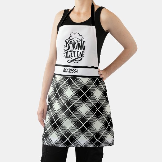 Schwarzweiß-Karierte Bezeichnung Backkönigin Schürze (InSitu)
