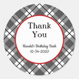 Schwarzweiß-Kariertes Muster bearbeitbar Vielen Da Runder Aufkleber