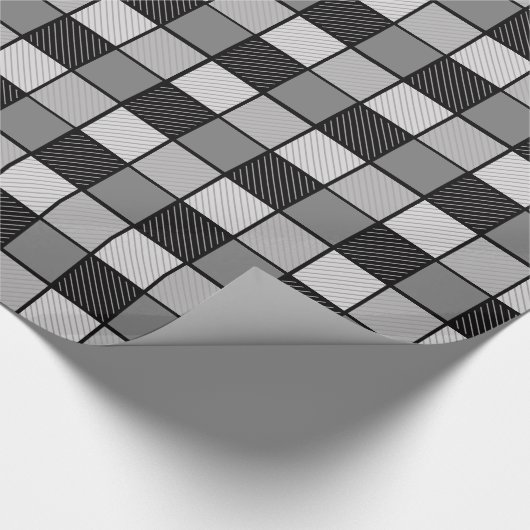 Schwarzweiß-Karo Geschenkpapier (Ecke)