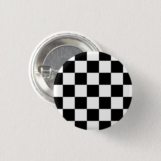 Schwarzweiß-Karo-Muster Button (Vorne & Hinten)