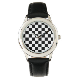 Schwarzweiss-Karomuster Armbanduhr