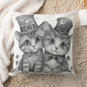Schwarzweiß-Kätzchen große glückliche Augen Kissen (Decke)