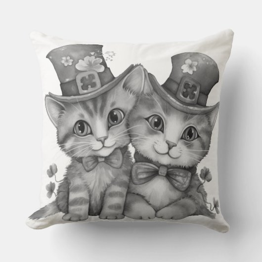 Schwarzweiß-Kätzchen große glückliche Augen Kissen (Vorderseite)