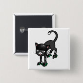Schwarzweiss-Katze auf Rollerskates Button (Vorne & Hinten)