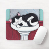 Schwarzweiss-Katze in der Badezimmer-Wanne - Mousepad (Mit Mouse)