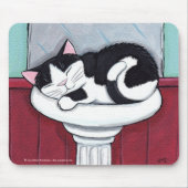Schwarzweiss-Katze in der Badezimmer-Wanne - Mousepad (Vorne)