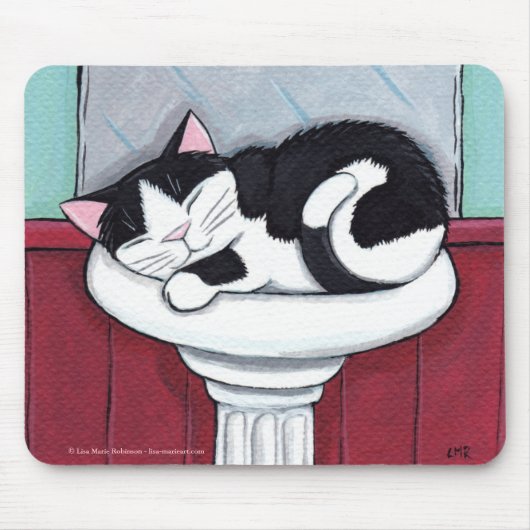 Schwarzweiss-Katze in der Badezimmer-Wanne - Mousepad (Vorne)
