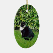 Schwarzweiss-Katze Keramik Ornament (Rechts)