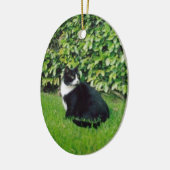 Schwarzweiss-Katze Keramik Ornament (Links)