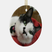 Schwarzweiss-Katze Keramik Ornament (Rechts)