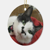 Schwarzweiss-Katze Keramik Ornament (Links)