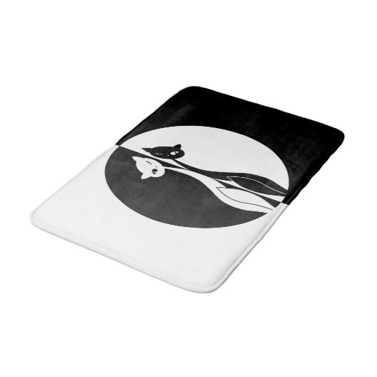 Schwarzweiss-Katzen Badematte (Schrägansicht)