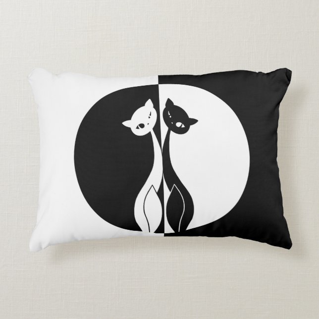 Schwarzweiss-Katzen Dekokissen (Vorderseite)