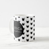 Schwarzweiss-Katzen-Druck-Namen-Tasse Kaffeetasse (Vorderseite Links)