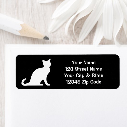Schwarzweiß-Katzen-Etiketten mit eigener Adresse (Insitu)