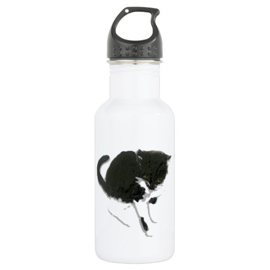 Schwarzweiss-Katzen-Kunst Trinkflasche (Vorderseite)