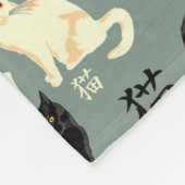 Schwarzweiss-Katzen mit japanischen Charakteren Fleecedecke (Ecke)
