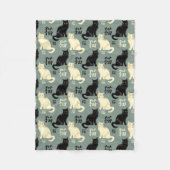 Schwarzweiss-Katzen mit japanischen Charakteren Fleecedecke (Vorderseite)