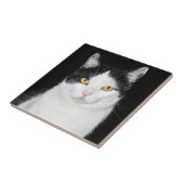 Schwarzweiss-Katzen-Porträt Fliese (Seite)