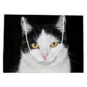 Schwarzweiss-Katzen-Porträt Große Geschenktüte (Rückseite)